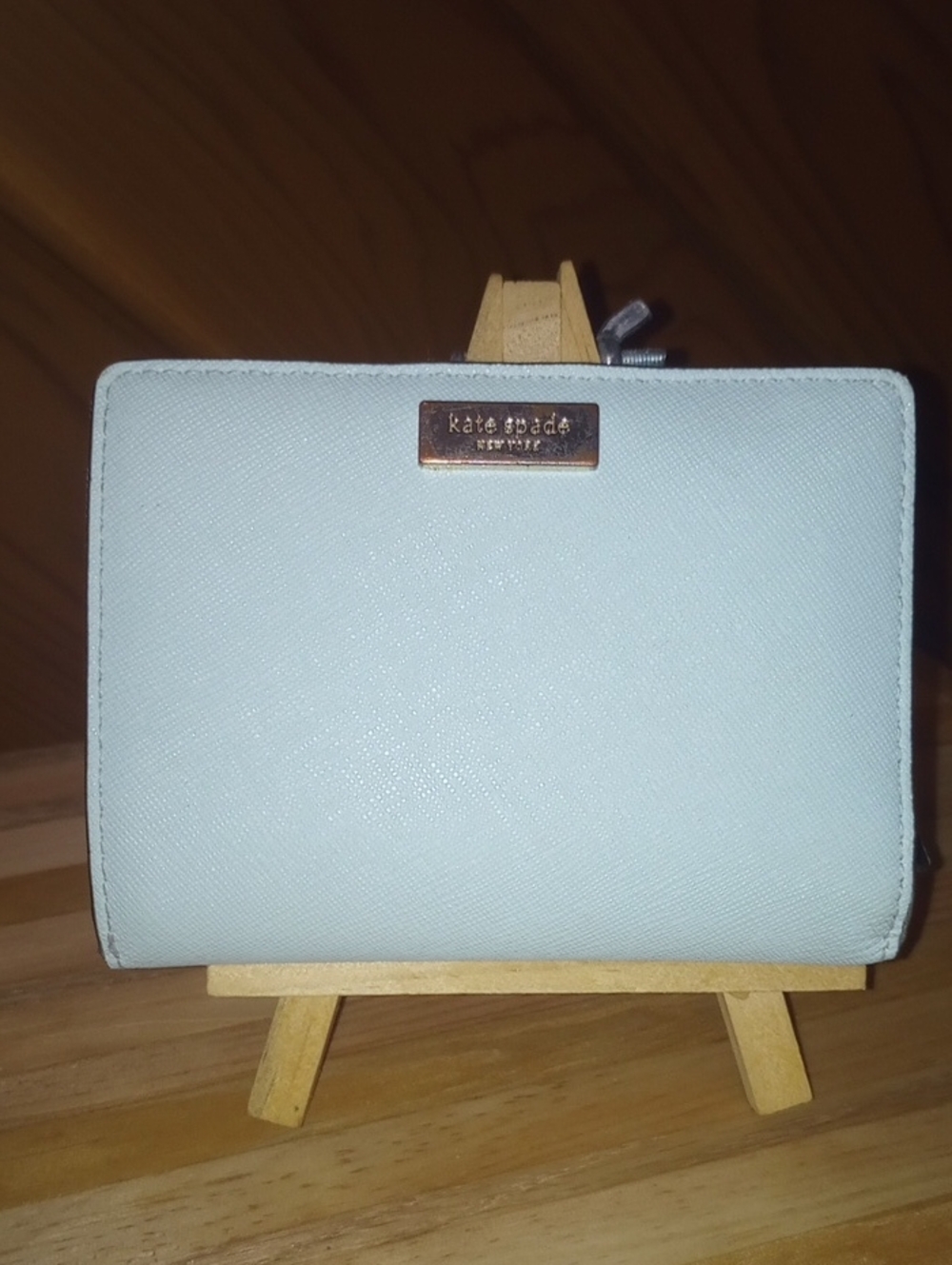 kate spade pale mint Saffiano zip-around wallet